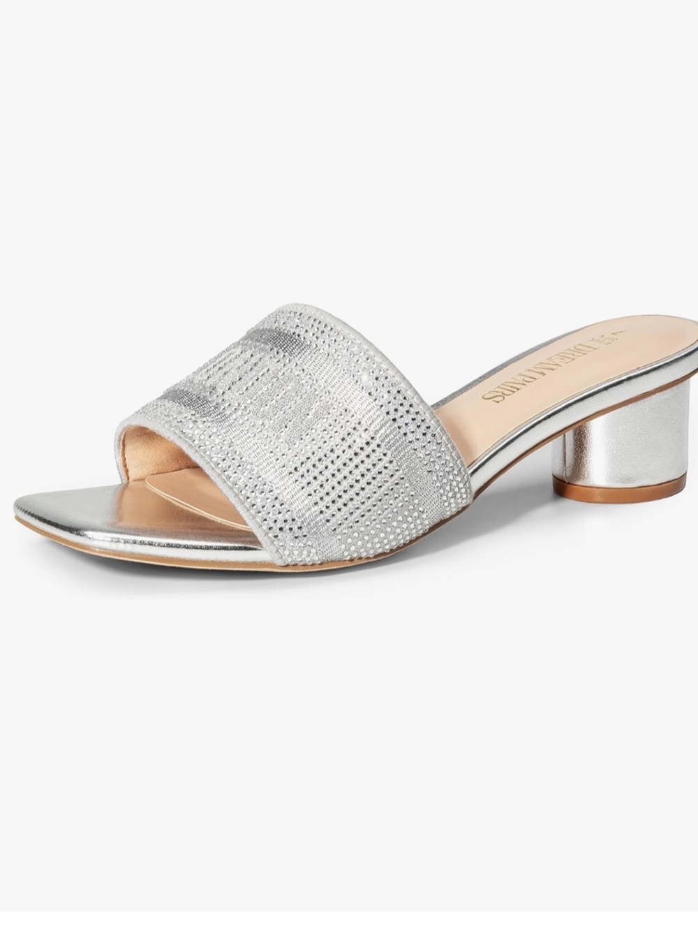 Dream Pairs London Square Open Toe Slip on Sandals Round Chunky Heel